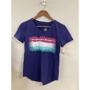 Tek Gear Womens XS V-Neck Tee With Colorful Striped Design